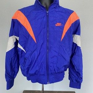 Nike Tennis Challenge Court 90s Blue Orange White Vtg Windbreaker Jacket Mens S